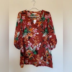 Christopher & Banks Tropical Tera Cotta Orange Top - XL
